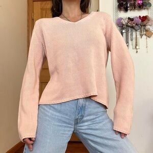 Vintage Knit Long Sleeve V Neck Sweater in clementine / light orange